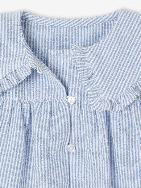 Gestreepte babyblouse in seersucker blauw, gestreept - vertbaudet enfant 