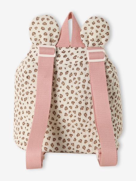 Personaliseerbare rugzak voor kleuterschool in katoenen gaas met oortjes nachtblauw+roze (poederkleur)+saliegroen+vanille - vertbaudet enfant 