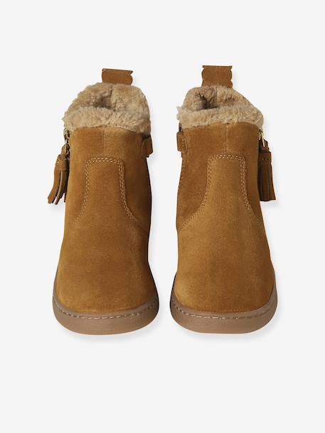 Boots enfant fille en cuir fourrées camel - vertbaudet enfant 