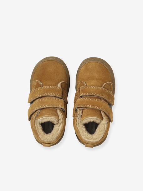 Baskets bébé garçon cuir à scratchs camel+marine+vert - vertbaudet enfant 