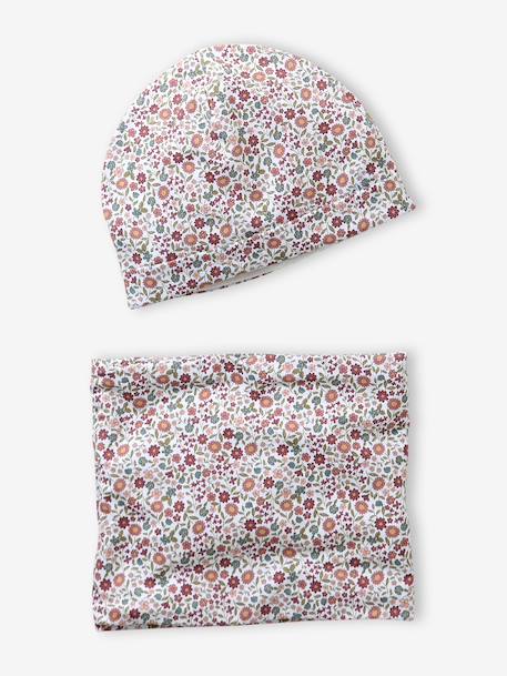 Fille-Accessoires-Ensemble fleuri fille bonnet + snood