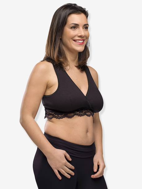 Soutien-gorge cache-coeur de grossesse et d'allaitement en coton bio Noir - vertbaudet enfant 