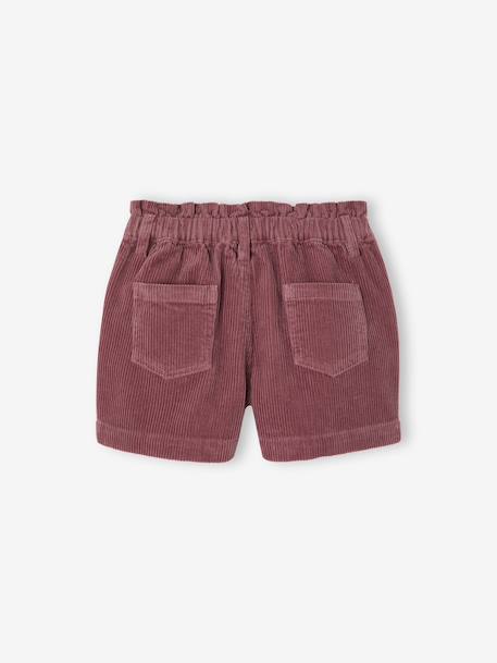 Fluwelen short met paperbag-vorm meisjes grijs+groenblauw+kaneel+oudroze+zachtpaars - vertbaudet enfant 