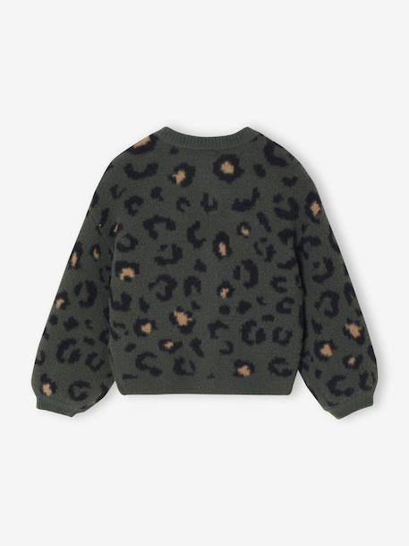 Gilet fille motif animalier maille mousseuse chocolat+vert - vertbaudet enfant 