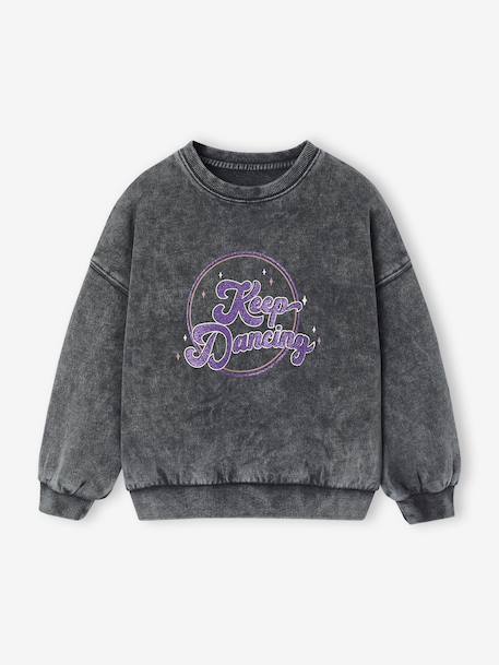 Sportieve sweater met glitterdetail voor meisjes antraciet - vertbaudet enfant 