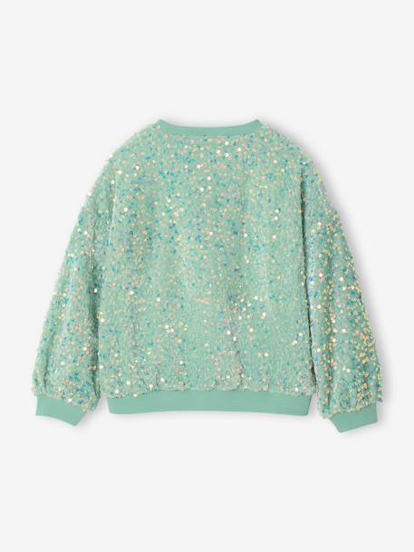 Sweater met pailletten voor meisjes turquoiseblauw+zachtpaars - vertbaudet enfant 