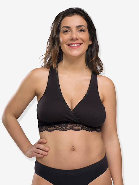 Soutien-gorge cache-coeur de grossesse et d'allaitement en coton bio Noir - vertbaudet enfant 
