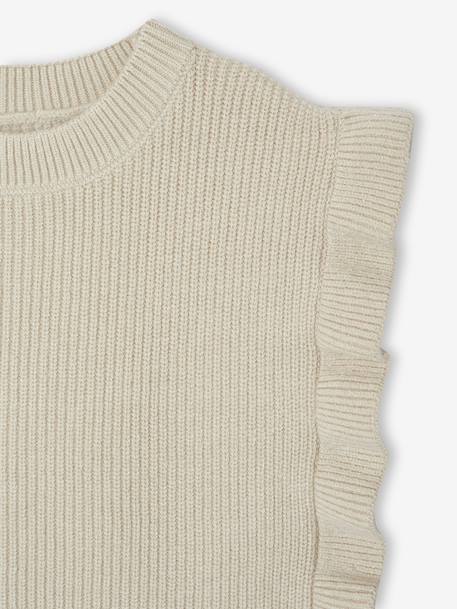 Pull fille sans manches à volants côtés ouverts vanille - vertbaudet enfant 