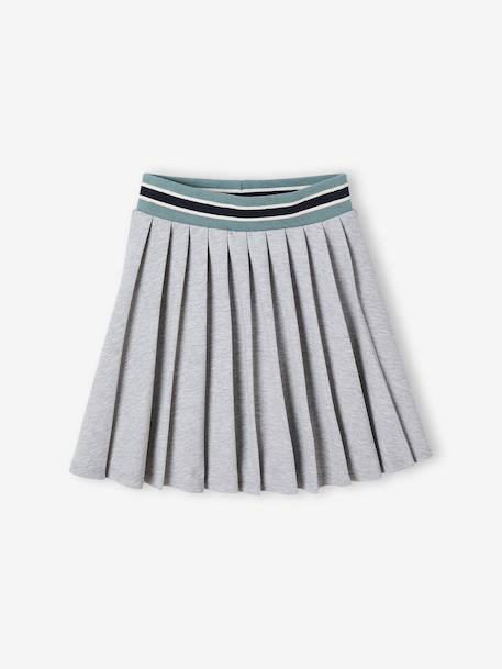 Jupe plissée en molleton fille gris chiné - vertbaudet enfant 