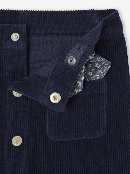 Fluwelen rok met knopen met sierstrik marineblauw+oudroze - vertbaudet enfant 