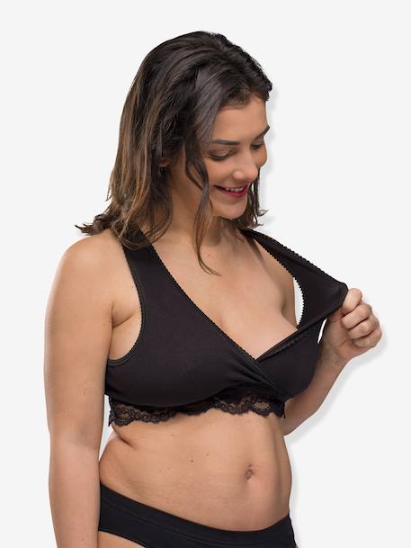 Soutien-gorge cache-coeur de grossesse et d'allaitement en coton bio Noir - vertbaudet enfant 