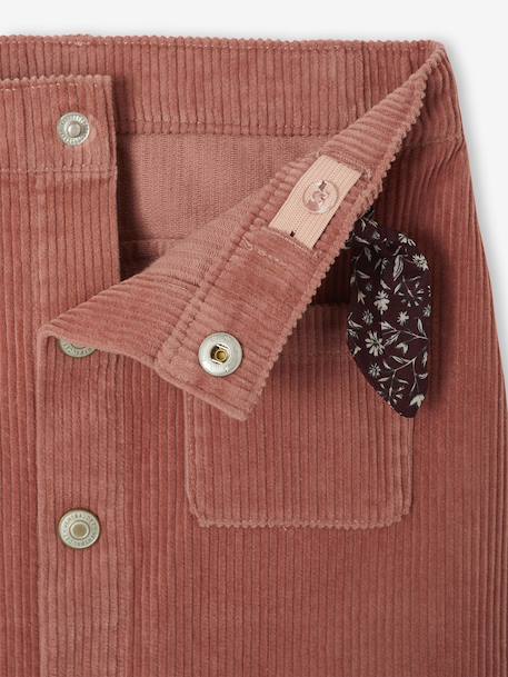 Jupe boutonnée en velours fille avec nouette fantaisie marine+vieux rose - vertbaudet enfant 