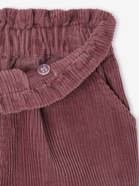 Fluwelen short met paperbag-vorm meisjes grijs+groenblauw+kaneel+oudroze+zachtpaars - vertbaudet enfant 