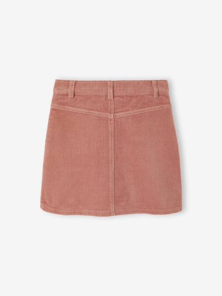 Jupe boutonnée en velours fille avec nouette fantaisie marine+vieux rose - vertbaudet enfant 