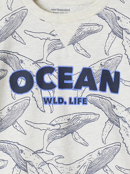 Jongensshirt in sweaterlook met print ecru+gemêleerd wit+korstmos+pecannoot - vertbaudet enfant 