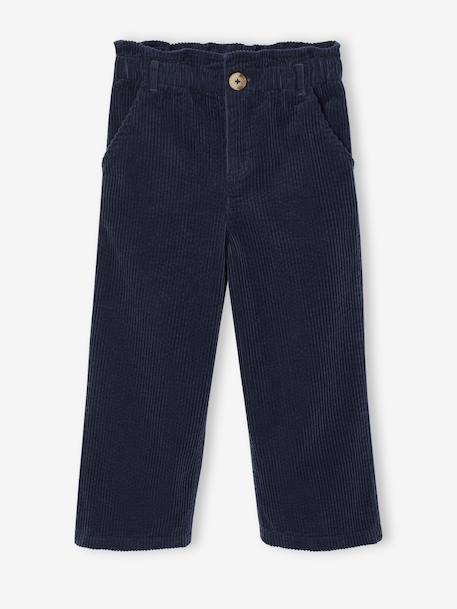 Pantalon fille large velours côtelé style paperbag marine+mauve+olive+vert sapin - vertbaudet enfant 