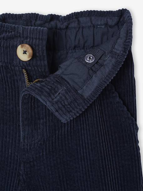 Pantalon fille large velours côtelé style paperbag marine+mauve+olive+vert sapin - vertbaudet enfant 