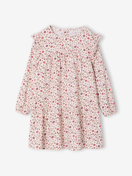 Robe imprimée à volants fille écru+marine+vanille+vert sauge - vertbaudet enfant 