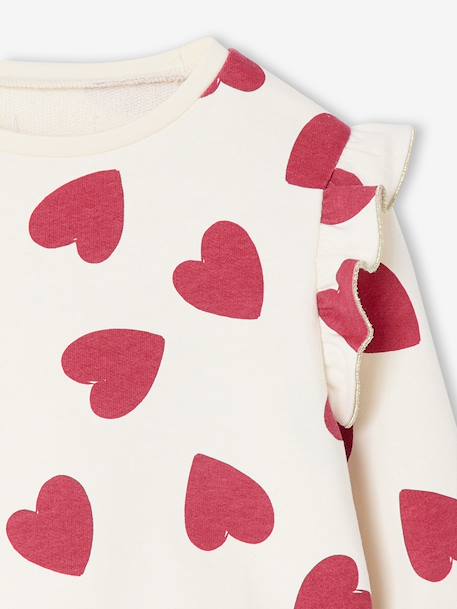 Sweat à volants fille détails fantaisie écru+encre+vanille+vert de gris - vertbaudet enfant 