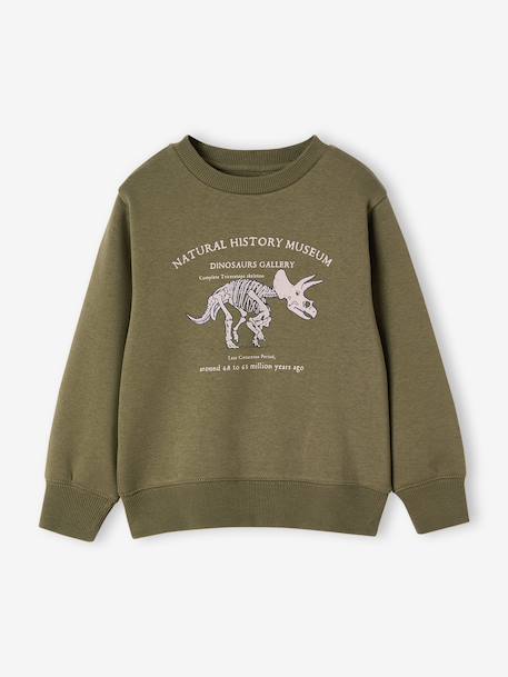 Sweater met ronde hals en geplaatste print voor jongens gemêleerd wit+kaki+nachtblauw - vertbaudet enfant 