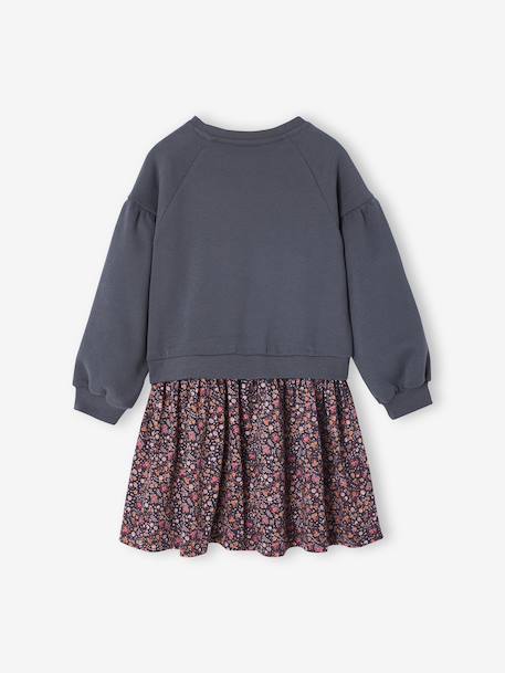 Robe bi-matière fille anthracite+corail - vertbaudet enfant 