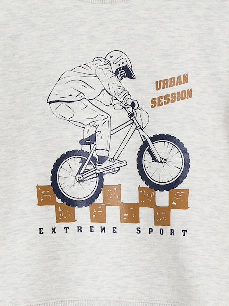 Sweater met ronde hals en geplaatste print voor jongens gemêleerd wit+kaki+nachtblauw - vertbaudet enfant 