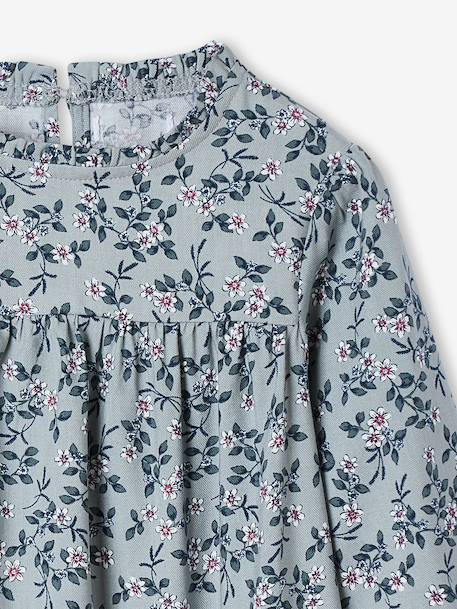Blouse fille imprimée fleurs bleu grisé+écru+vanille - vertbaudet enfant 