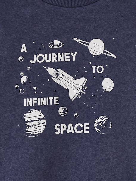 Sweater met ronde hals en geplaatste print voor jongens gemêleerd wit+kaki+nachtblauw - vertbaudet enfant 