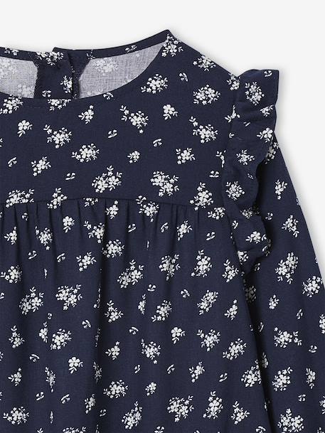 Robe imprimée à volants fille écru+marine+vanille+vert sauge - vertbaudet enfant 