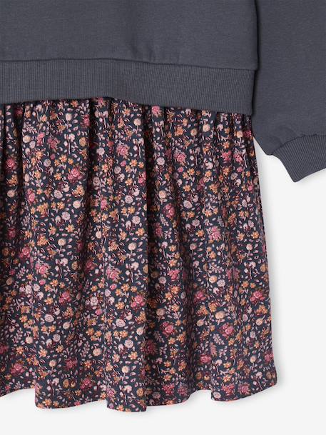 Robe bi-matière fille anthracite+corail - vertbaudet enfant 