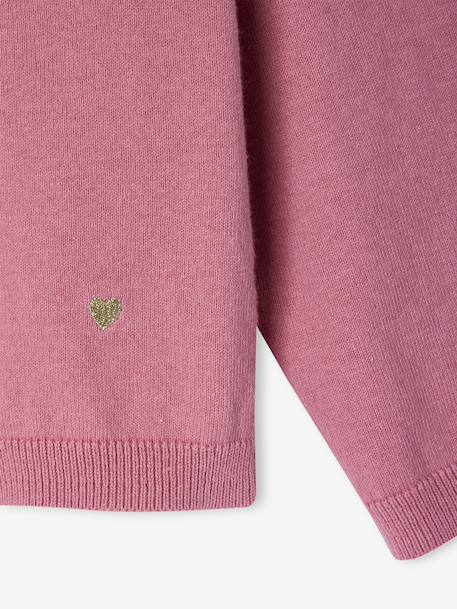 Gilet fille maille fine BASICS anthracite+beige chiné+blush+bois de rose+gris chiné+marine+vanille+vert émeraude - vertbaudet enfant 