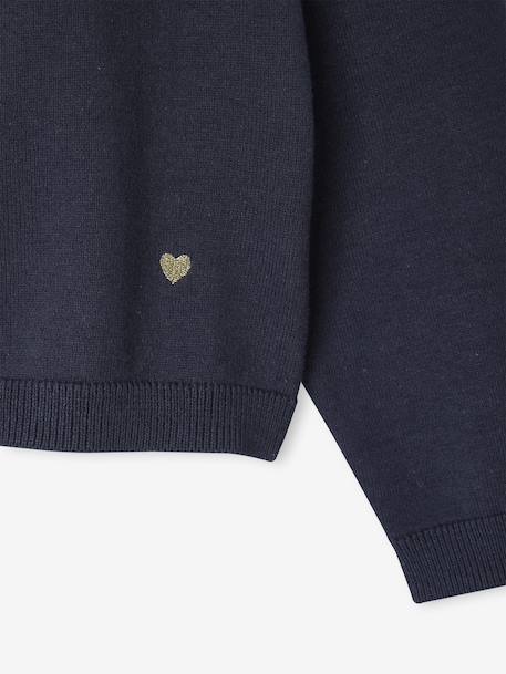 Meisjesvest Basics van fijn breisel antraciet+gemêleerd beige+gemêleerd grijs+marineblauw+rouge+rozenhout+smaragdgroen+vanille - vertbaudet enfant 