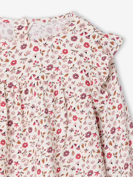 Robe imprimée à volants fille écru+marine+vanille+vert sauge - vertbaudet enfant 