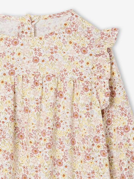 Robe imprimée à volants fille écru+marine+vanille+vert sauge - vertbaudet enfant 