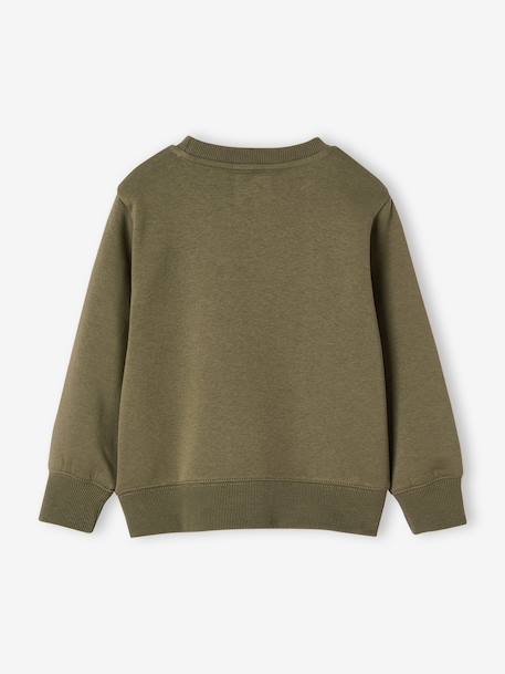 Sweat garçon col rond motif placé blanc chiné+bleu nuit+kaki - vertbaudet enfant 