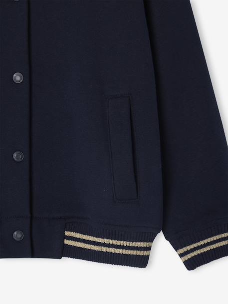 Sweat style teddy fille en molleton gris chiné+marine - vertbaudet enfant 