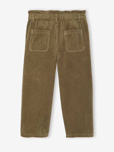 Pantalon fille large velours côtelé style paperbag marine+mauve+olive+vert sapin - vertbaudet enfant 