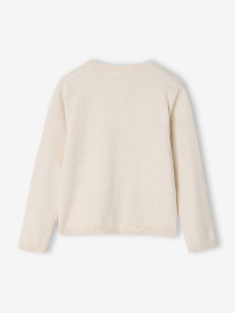 Meisjesvest Basics van fijn breisel antraciet+gemêleerd beige+gemêleerd grijs+marineblauw+rouge+rozenhout+smaragdgroen+vanille - vertbaudet enfant 