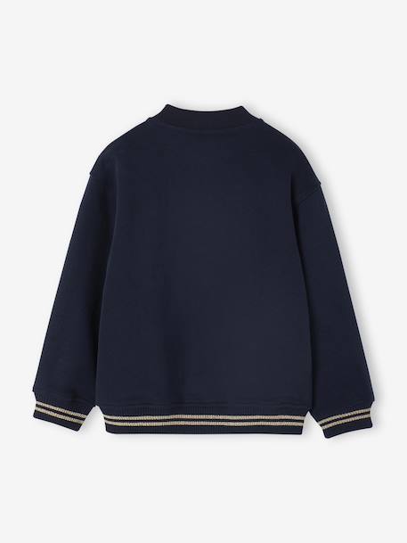 Sweat style teddy fille en molleton gris chiné+marine - vertbaudet enfant 