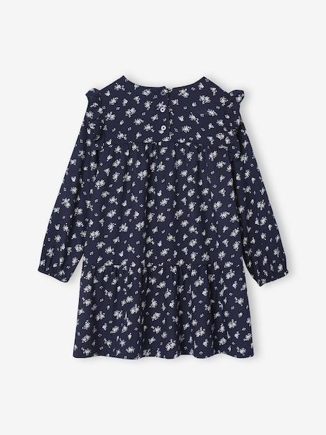 Robe imprimée à volants fille écru+marine+vanille+vert sauge - vertbaudet enfant 