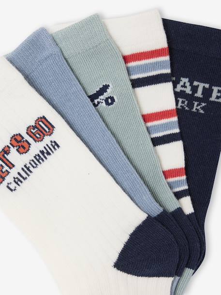 Lot de 5 paires de chaussettes 'Skate' garçon écru - vertbaudet enfant 