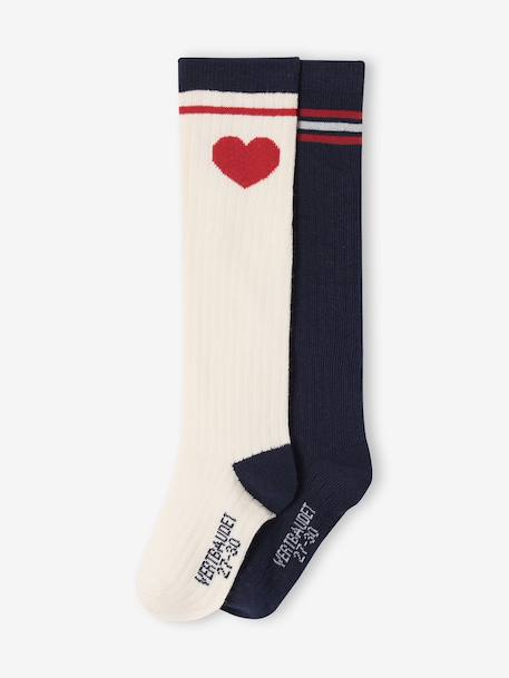 Fille-Lot de 2 paires de chaussettes hautes fille