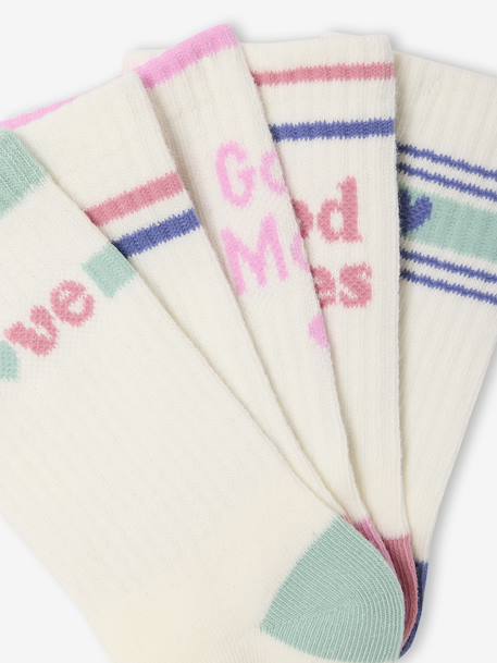 Lot de 5 paires de chaussettes sport fille écru - vertbaudet enfant 