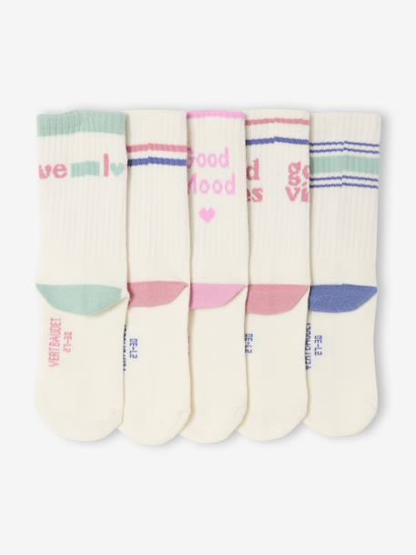 Lot de 5 paires de chaussettes sport fille écru - vertbaudet enfant 