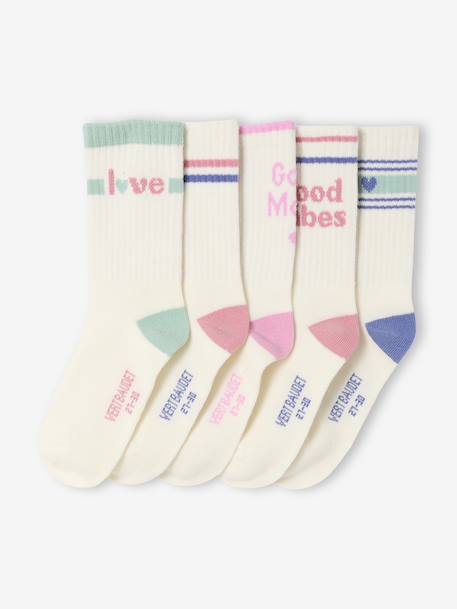 Lot de 5 paires de chaussettes sport fille écru - vertbaudet enfant 