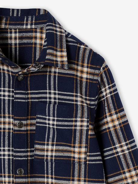 Chemise à carreaux en flanelle garçon bleu ardoise+bleu nuit+carreaux marine+carreaux vert - vertbaudet enfant 