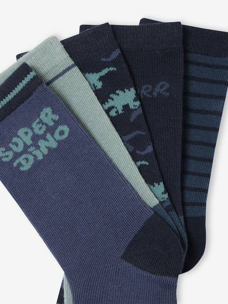 Set van 5 paar sokken 'Super dino' jongen marineblauw - vertbaudet enfant 