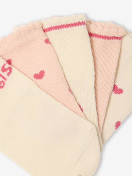 Lot de 5 paires de chaussettes coeurs bébé vieux rose - vertbaudet enfant 
