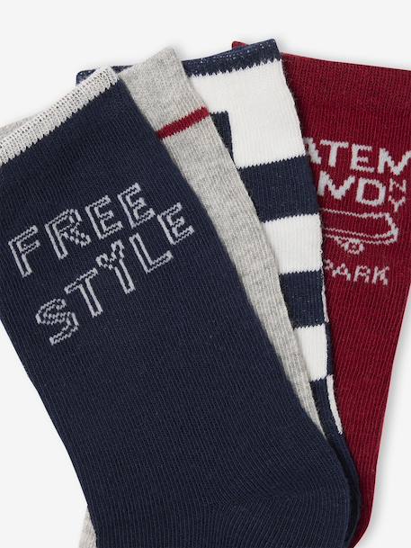 Set van 4 paar sokken 'Skate' jongen marineblauw - vertbaudet enfant 