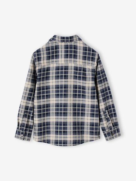 Chemise à carreaux en flanelle garçon bleu ardoise+bleu nuit+carreaux marine+carreaux vert - vertbaudet enfant 